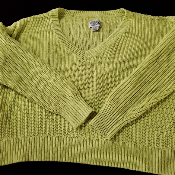 Forenza Sweaters - Love Pink yellow/green crop v neck sweater